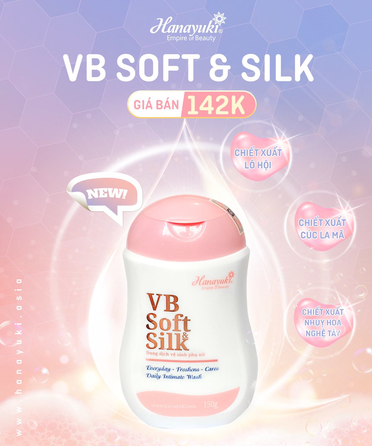 Dung Dịch Vệ Sinh Hanayuki Màu Hồng Vb Soft Silk