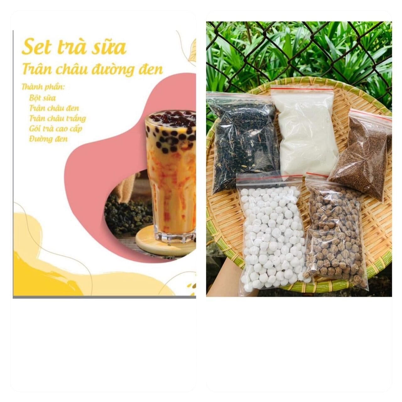 Set nguyên liệu pha Trà Sữa trân châu đường đen