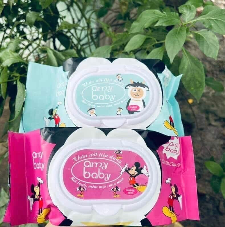 Set 12 hộp khăn ướt không mùi Amybaby an toàn cho bé