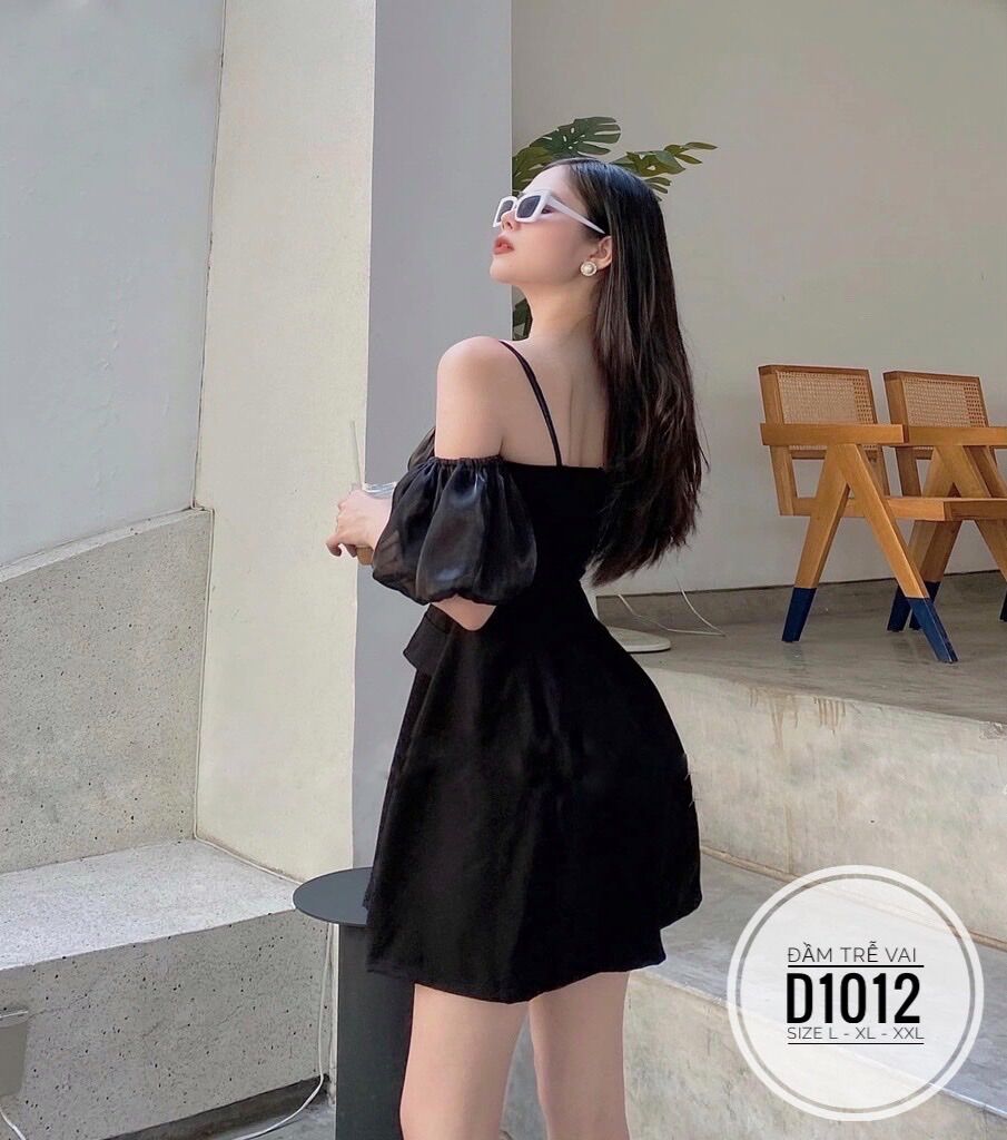60-90kg Bigsize ĐẦM TRỄ VAI PHỐI NÚT D1012