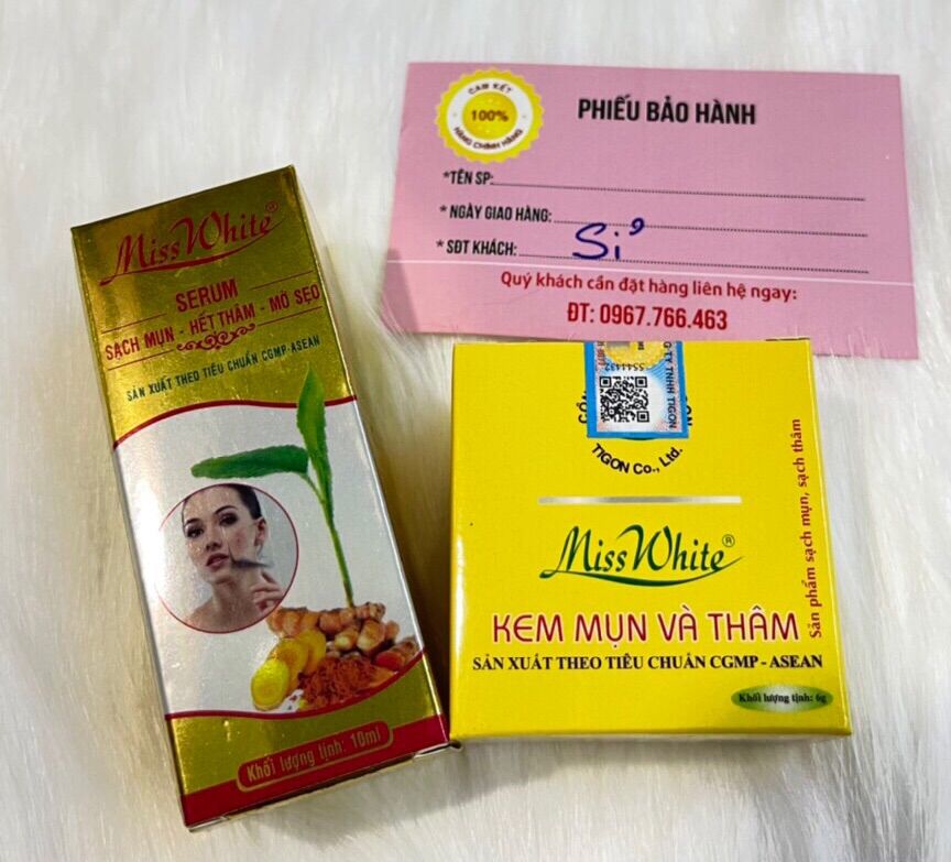 Bộ đôi serum misswhite nghệ và kem mụn thâm 12g