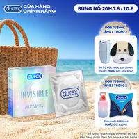 Bao cao su Durex Invisible siêu mỏng, size 52mm, hộp 3 bao