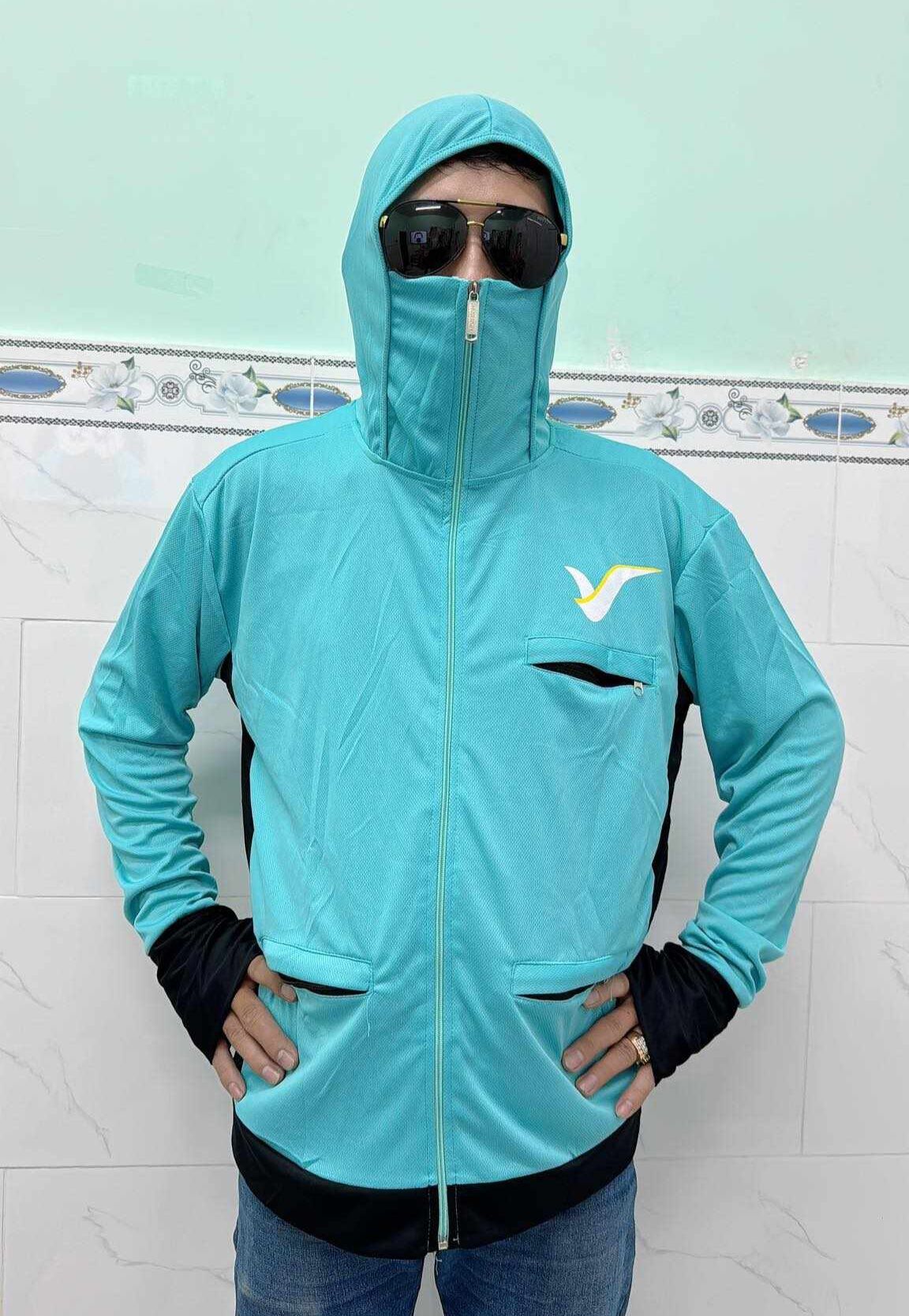 Áo khoác Xanh SM chất thun chống nắng ( size 50 _ 95 kg )