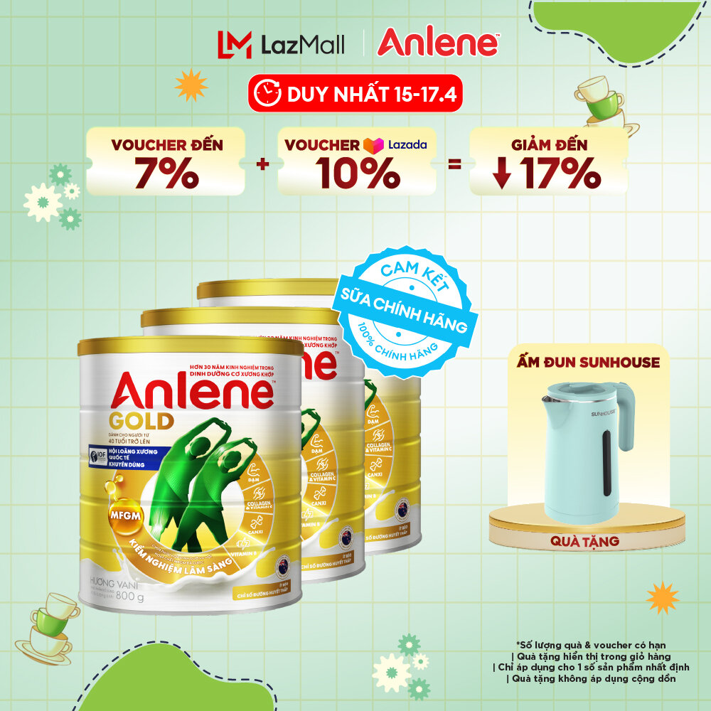 [Voucher giảm đến 26%]Combo 3 Sữa Bột Anlene Gold Hương Vani 800G