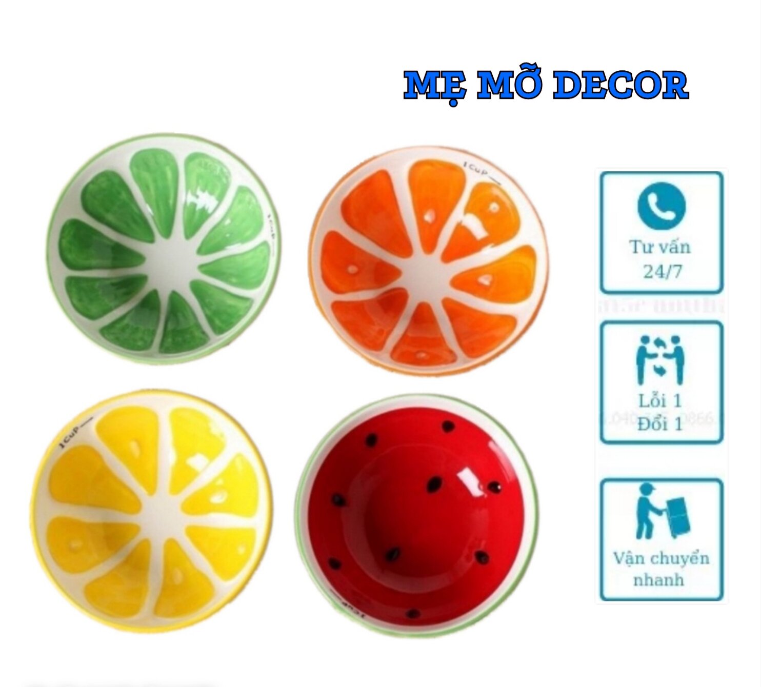 Bát ăn dặm gốm sứ hình hoa quả nhiều màu sắc