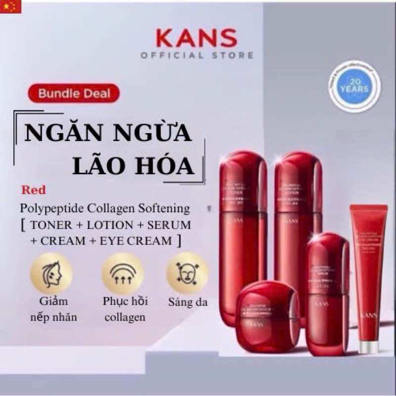 Bộ mỹ phẩm chống lão hoá , bổ sung collagen KANS , full bộ hộp 5 món
