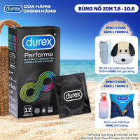 Bao cao su Durex Performa kéo dài thời gian, size 52mm, hộp 12 bao