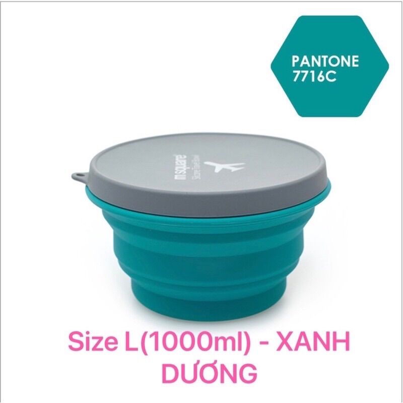 (HÌNH THẬT) SIZE L 1000ml TÔ / BÁT DU LỊCH GẤP GỌN SILICON THƯƠNG HIỆU m square Msquare