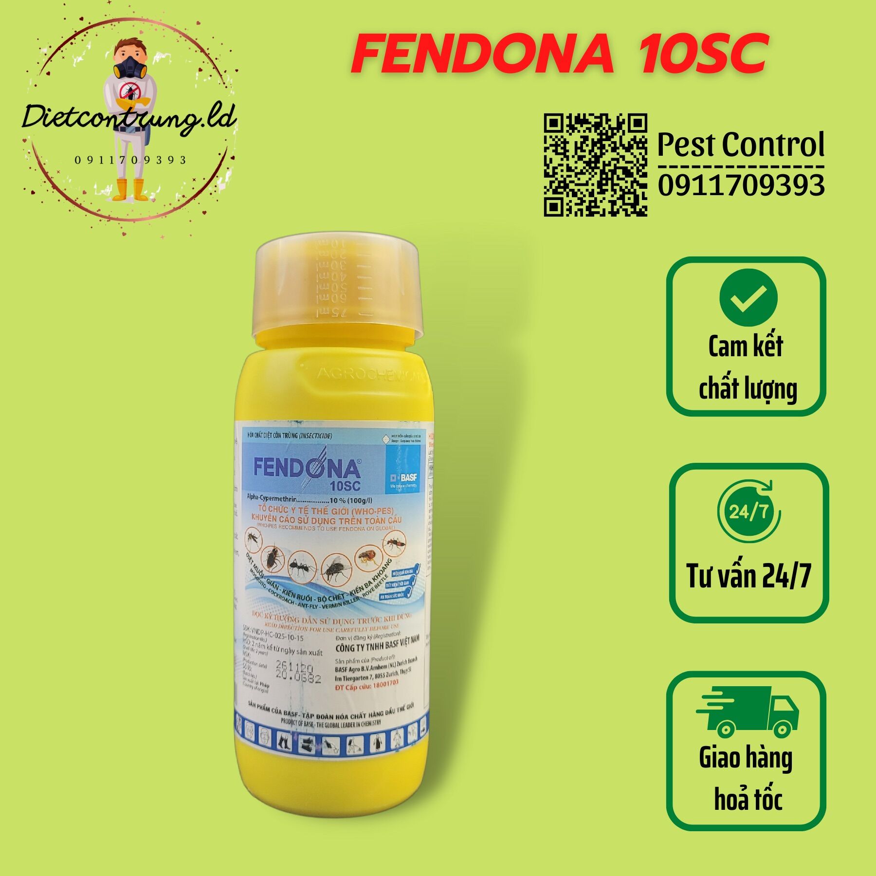 Fendona 10SC chai 500ml - Chế phẩm diệt côn trùng: ruồi, muỗi, gián, kiến