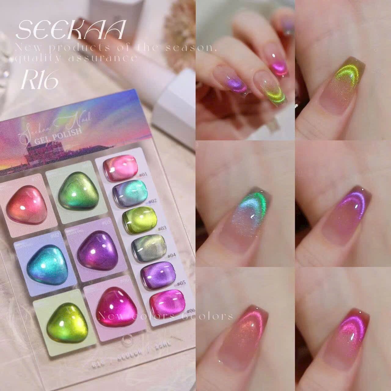 Set sơn gel mắt mèo đa tầng / mắt mèo ánh trăng 6 màu SEEKAA