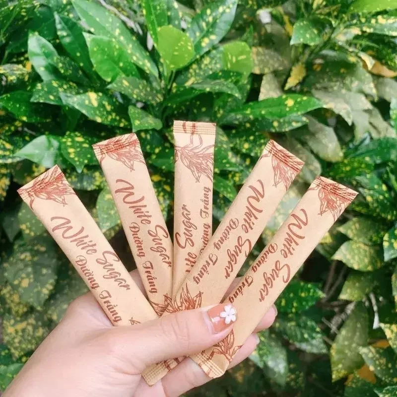Bịch 100 gói đường que nhỏ dùng cho quán cafe an toàn tiện lợi