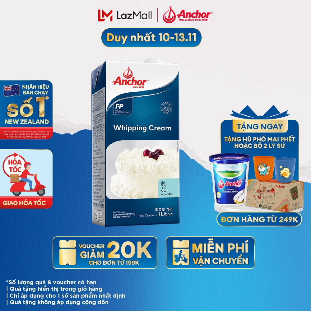 [GIAO HÀNG HỎA TỐC - HCM] Kem Sữa Tươi Tiệt Trùng Anchor Whipping Cream Hộp 1 Lít