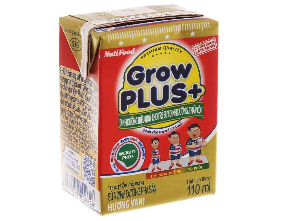 Lốc sữa pha sẵn Growplus đỏ nuti 110ml