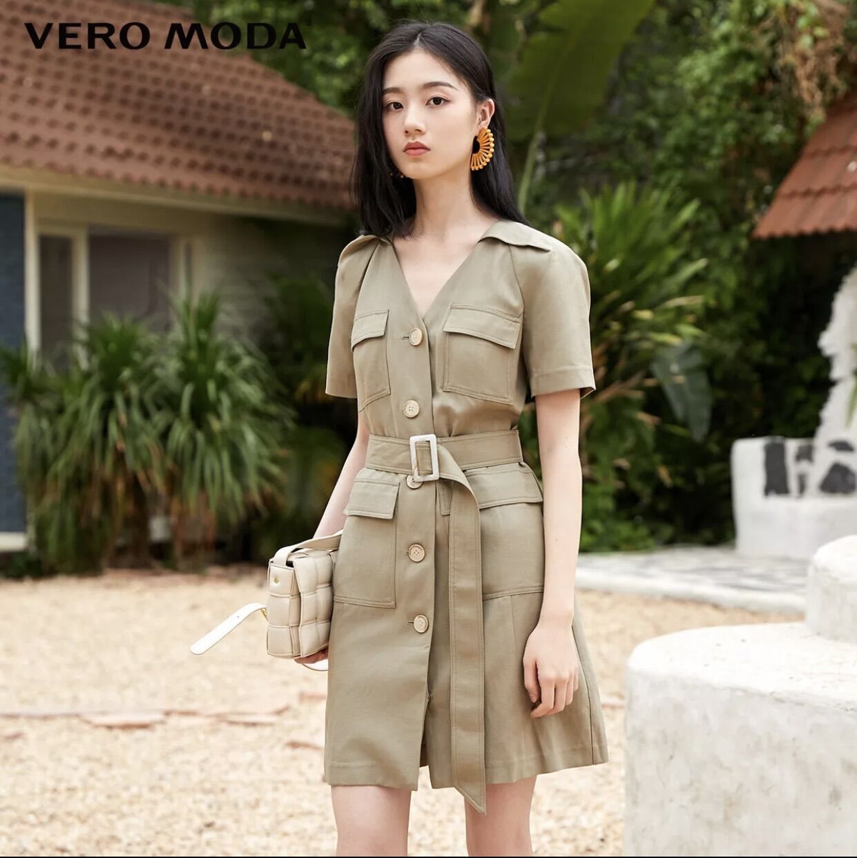 Đầm sơ mi cổ V Vero Moda size S