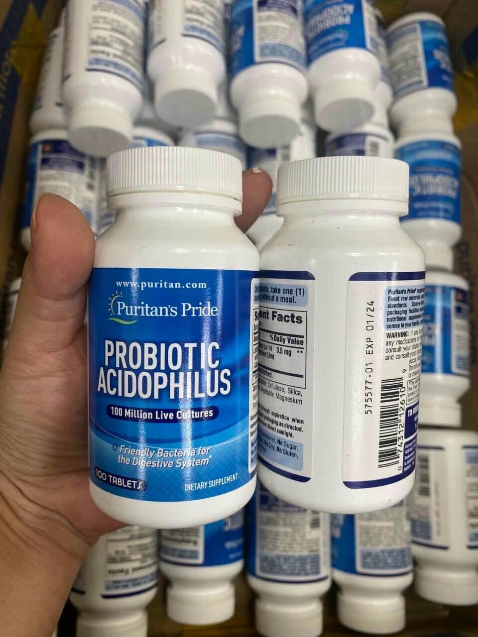 Men vi sinh Probiotic Acidophilus Puritan's Pride, 100 viên