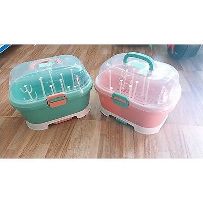 Giá Khay Úp Bình Sữa Có Van Thoát Hơi Ẩm - Dụng cụ úp bình sữa có nắp đậy cho bé rất hợp vệ sinh chất nhựa PP