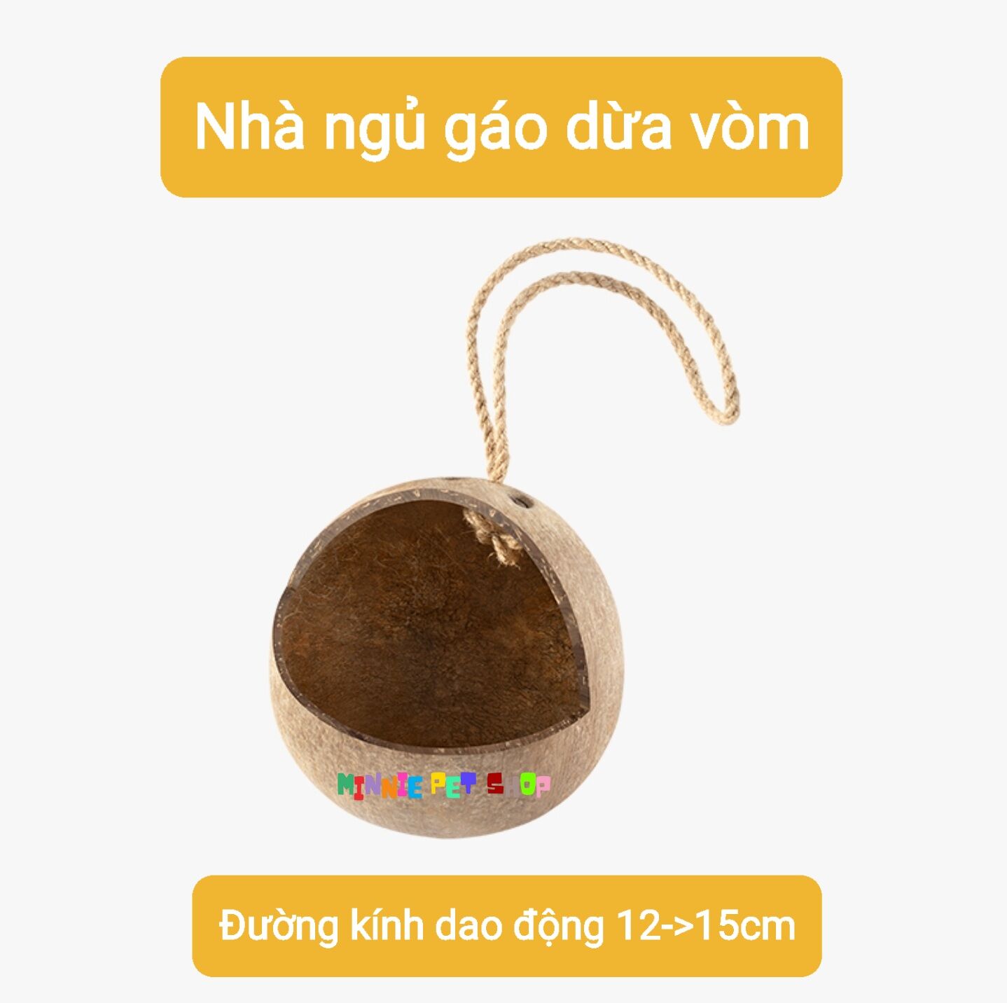 Nhà ngủ gáo dừa vòm cho hamster, sóc bông, sóc đất, sóc bay Úc