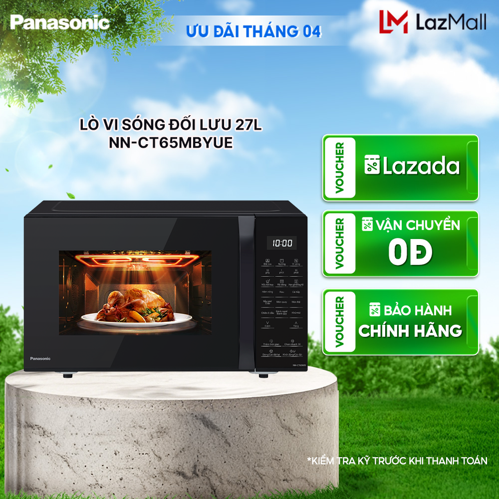 [Trả góp 0%] Lò vi sóng nướng đối lưu chiên không dầu Panasonic NN-CT65MBYUE– 20 thực đơn tự động – Dung tích 27L – Hàng chính hãng