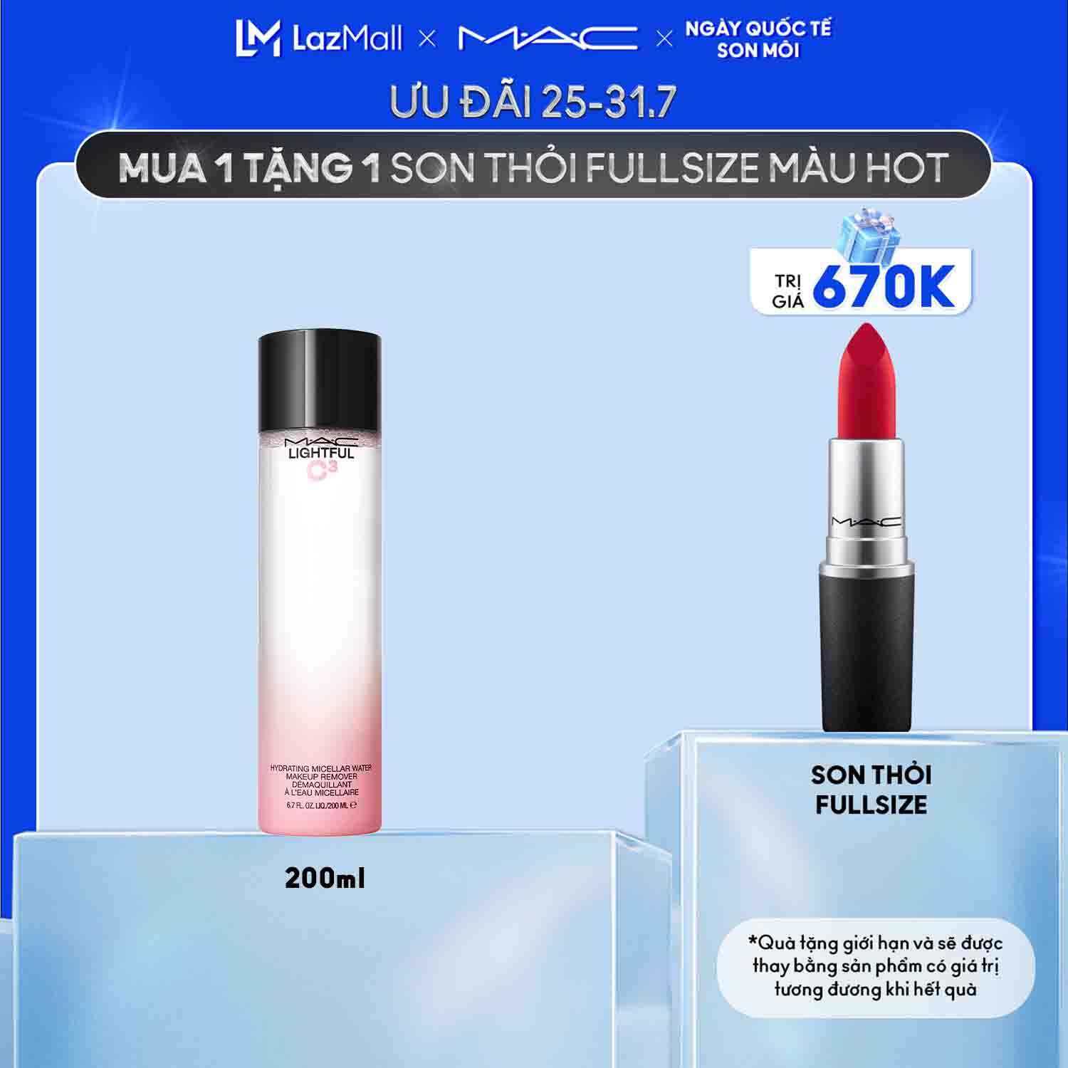 Nước tẩy trang cấp ẩm nhẹ nhàng MAC LightfulC3 Hydrating Micellar Water Makeup Remover 200ml