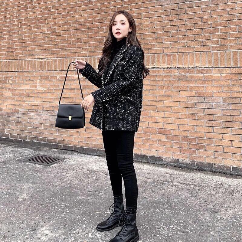 Áo dạ tweed màu đen