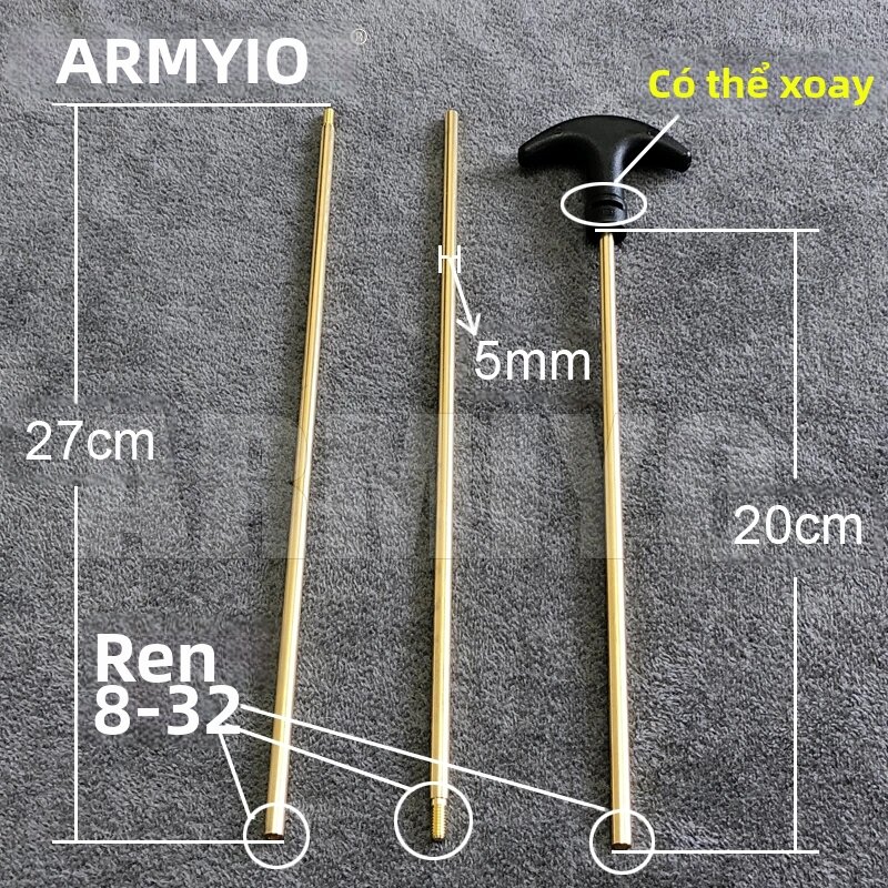 Bộ Dụng Cụ Vệ Sinh Ống Cứng Bằng Nylon Armiyo Bronze Với Que Bông, Dụng Cụ Kéo Ống Bằng Đồng Thau 4mm/5mm, Đầu Đồng Thau Cho Cỡ .17Cal ~ 12GA - 8