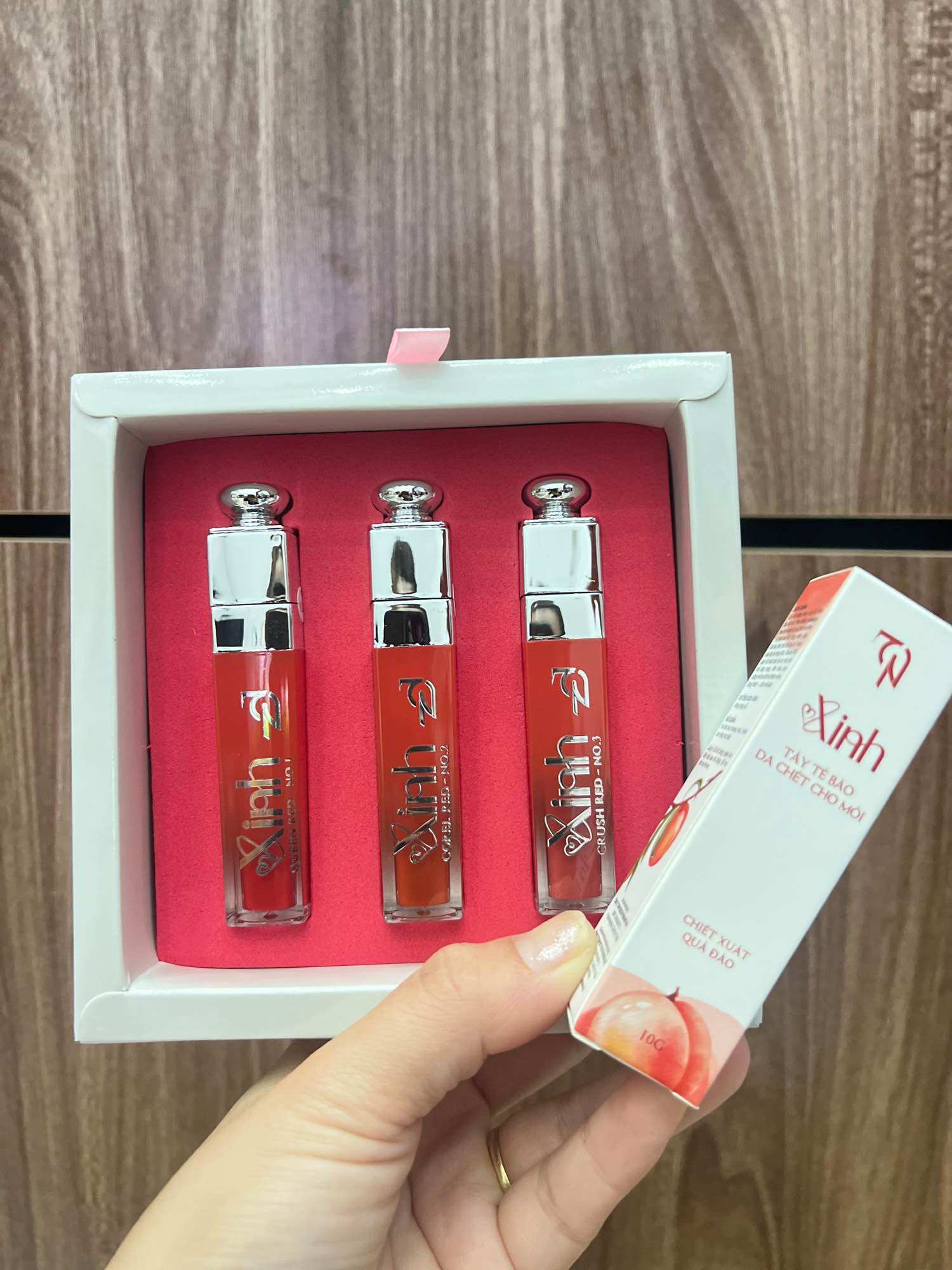 Set son xinh nguyễn huỳnh như 3 màu hot trend đỏ tươi + cam đất + đỏ cam