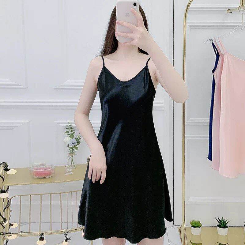 váy lụa trơn hai dây đẹp cao cấp, đầm ngủ