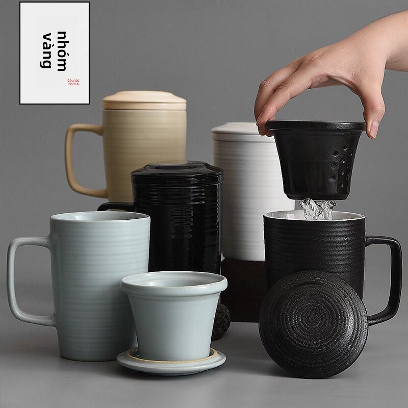 Cốc Nước Gốm Sứ Golden Group Có Nắp Và Lọc Cốc Trà Cốc Nước Cho Văn Phòng Dung Tích Lớn Phong Cách Trung Hoa Cốc Đựng Nước