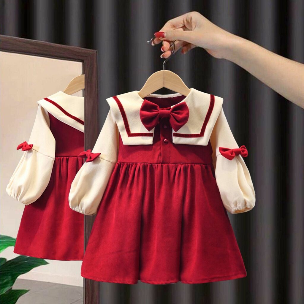 Sét váy len nhung cao cap cho bé gái xinh xắn cho bé từ 10 _24kg