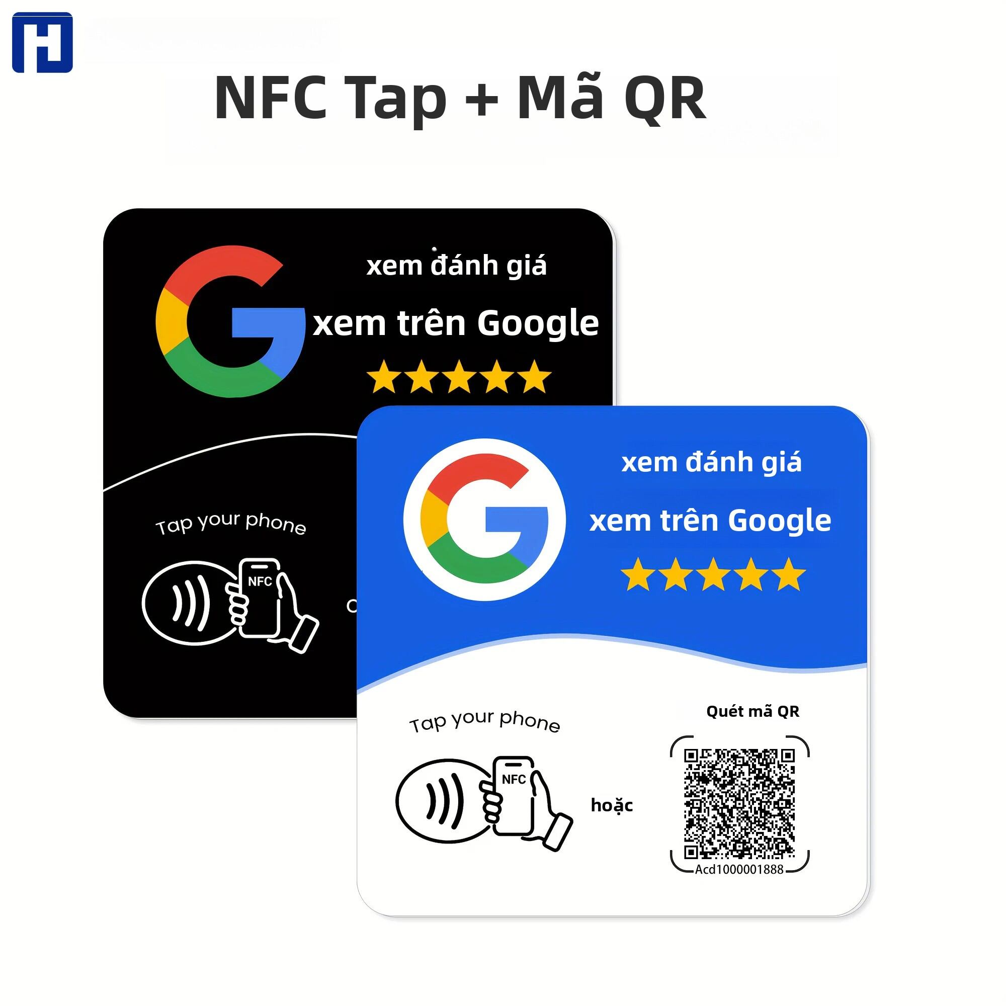 Thẻ NFC Lập Trình Được HACHANLUN 215 Square Google Review Station 13.56Mhz, Mã QR Có Thể Chỉnh Sửa, Dạng Thẻ Để Bàn Giá 76,000 Đồng*Miễn phí vận chuyển