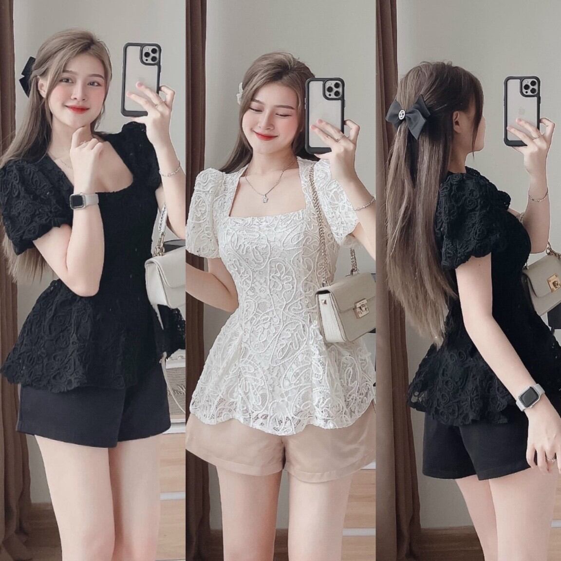 Bigsize - Set áo ren cổ vuông