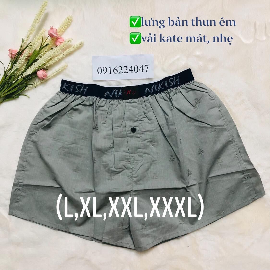 Quần đùi nam Nikish mặc nhà, quần lót nam vải kate êm nhẹ thoải mái, quần đùi bơi