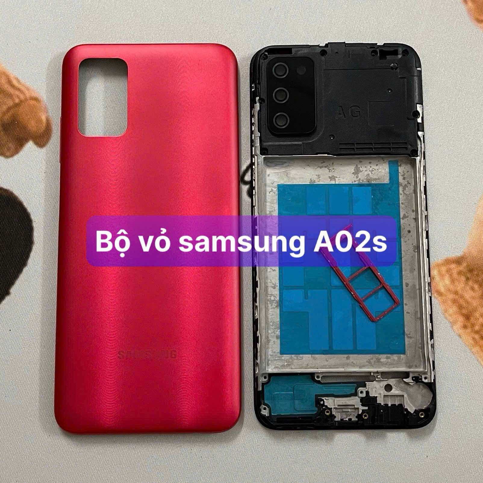 bộ vỏ xương samsung A02s,kèm khay sim,phím,kính camera