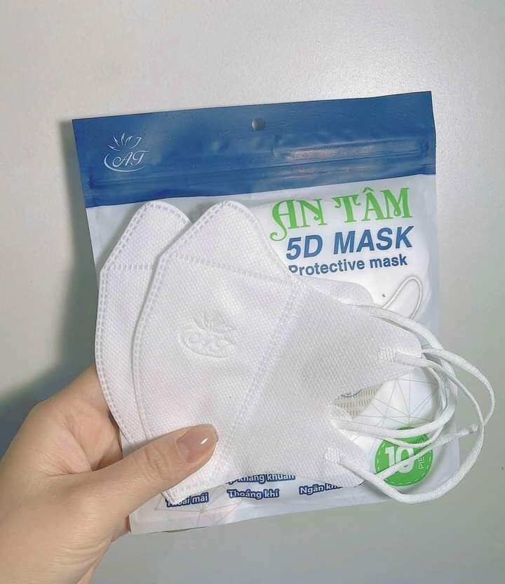 Khẩu trang 5D An Tâm chính hãng 5 thùng 500 cái  đủ màu Trắng, xanh, xám,