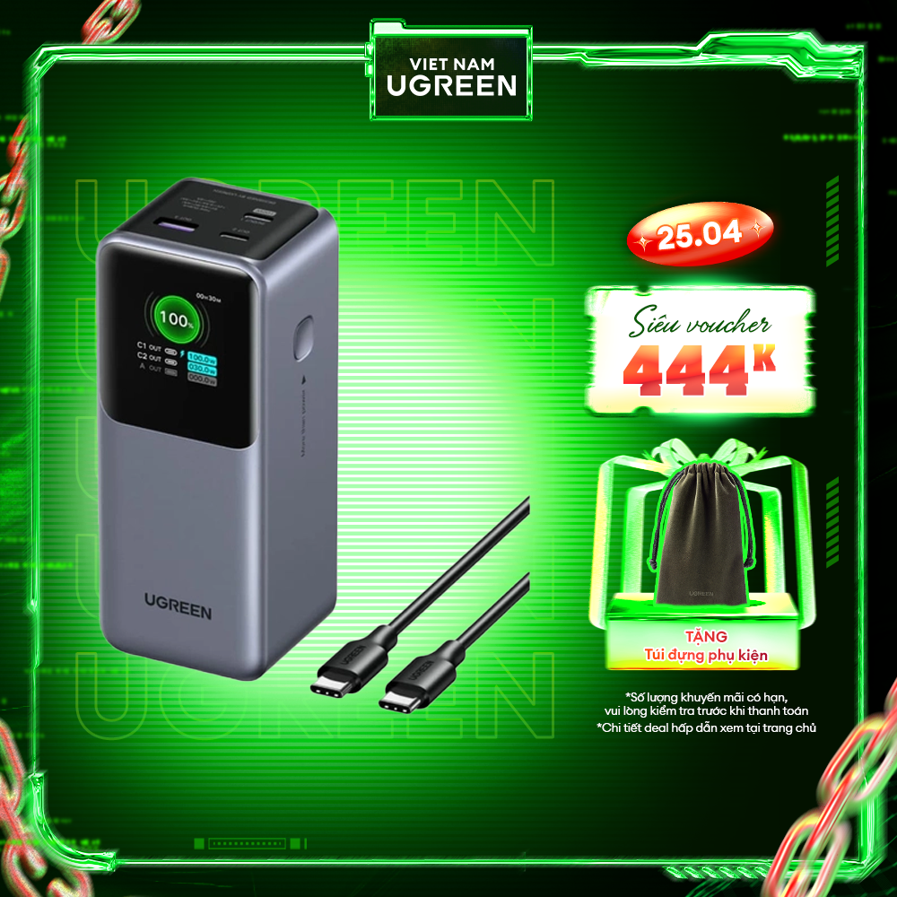Pin sạc dự phòng Ugreen Nexode 25000mAh-200w/20000mAh-130w/12000mAh-100w | Màn LED | Chính hãng - BH 18 tháng 1 đổi 1 35524B  35525B 35526B