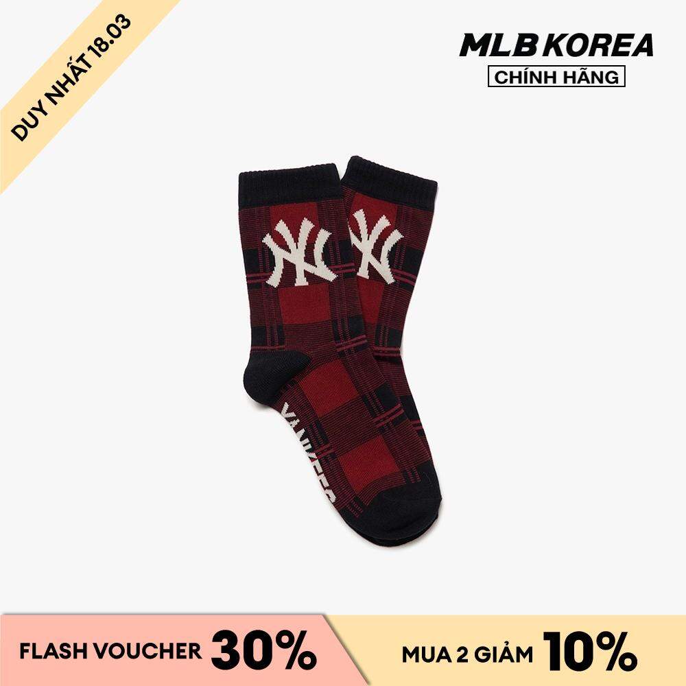 Mlb - vớ cổ cao họa tiết caro check 3asom0516-50rdd