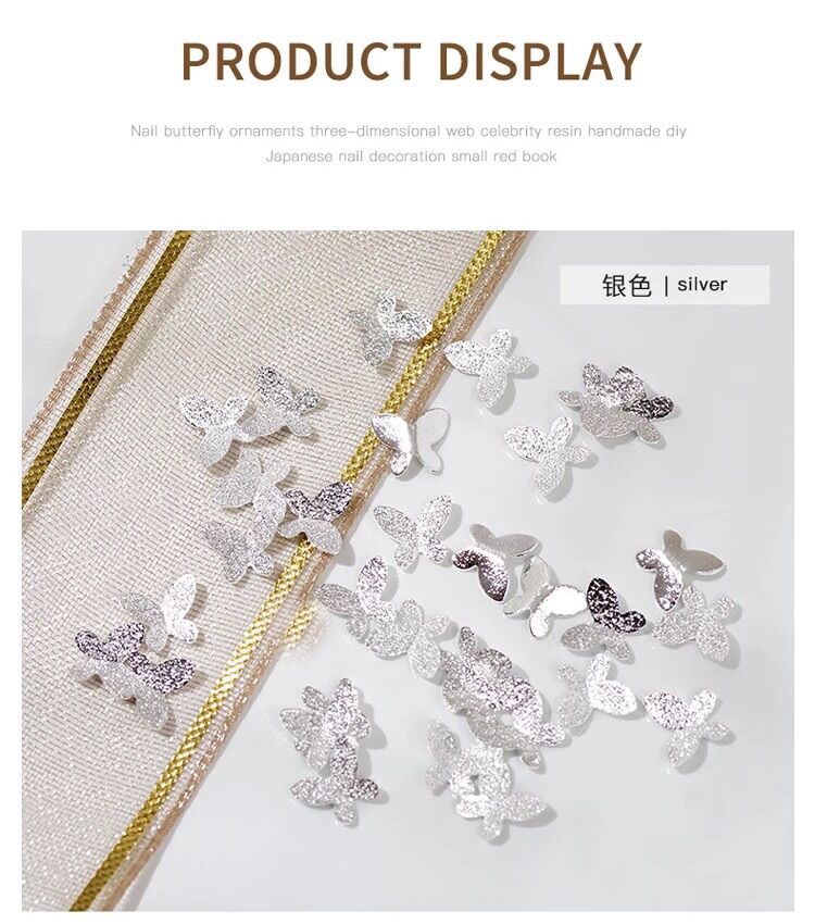 Charm bướm 3d, phụ kiện Nail( Giao màu ngẫu nhiên)