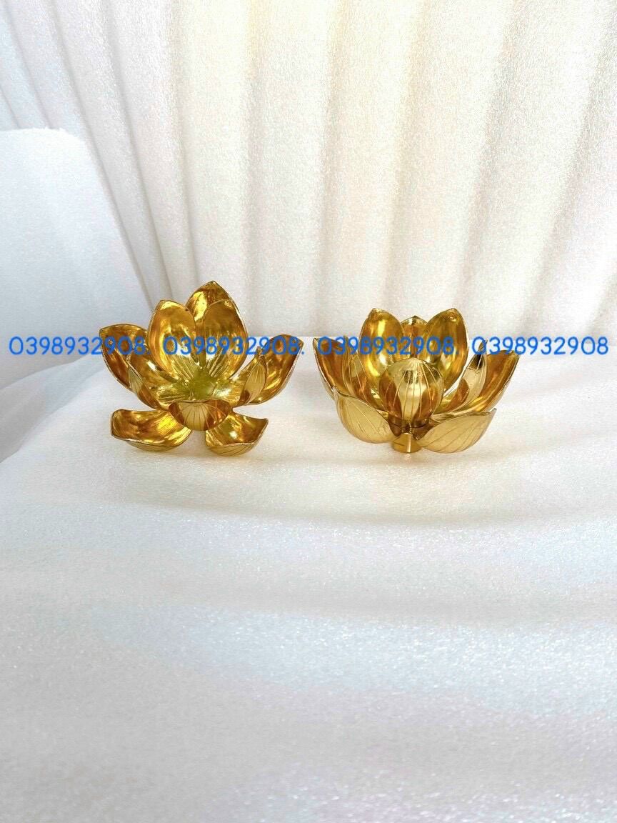 Hoa sen nến đồng to cao 8 ngang 12 cm nặng 540gr chất liệu bằng đồng