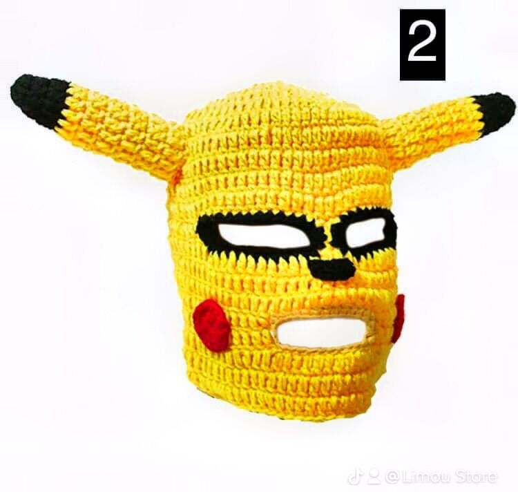 Mũ len chùm đầu pikachu