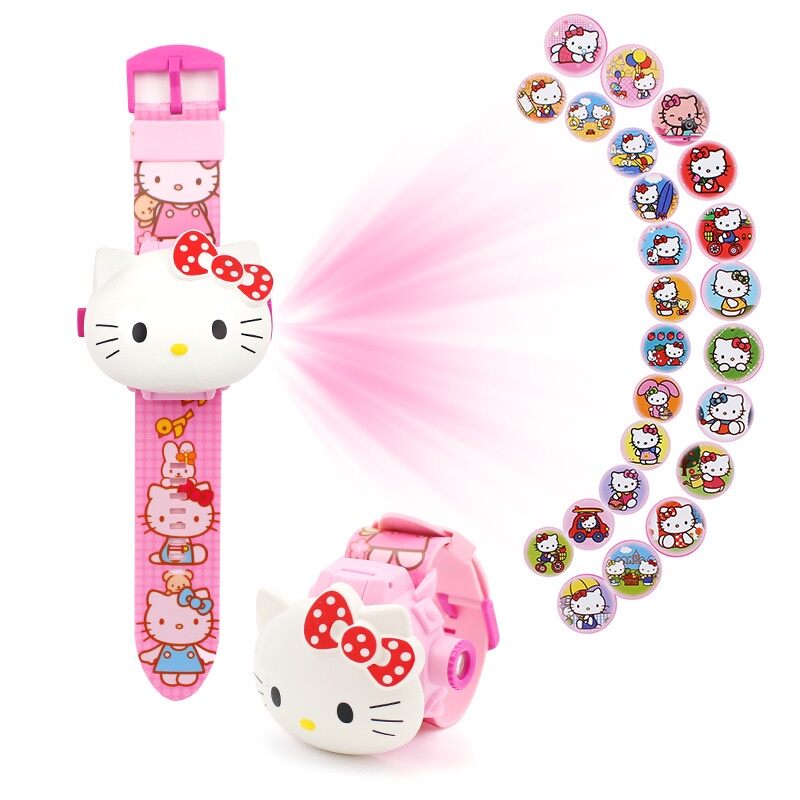 Đồ chơi Đồng hồ điện tử cho bé gái chiếu hình ngựa Little pony mèo Kitty công chúa Elsa Frozen Đồng hồ pony cho bé gái chiếu sáng xem giờ, đồng hồ bé gái điện tử