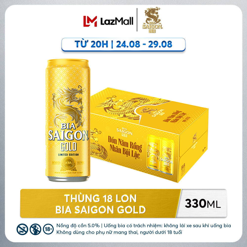 Thùng 18 lon bia saigon gold - 330ml/lon