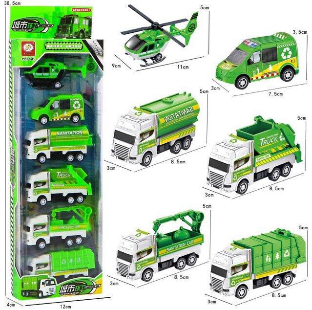 Hộp đồ chơi Xe , máy bay chạy đà cót ( 6 món )