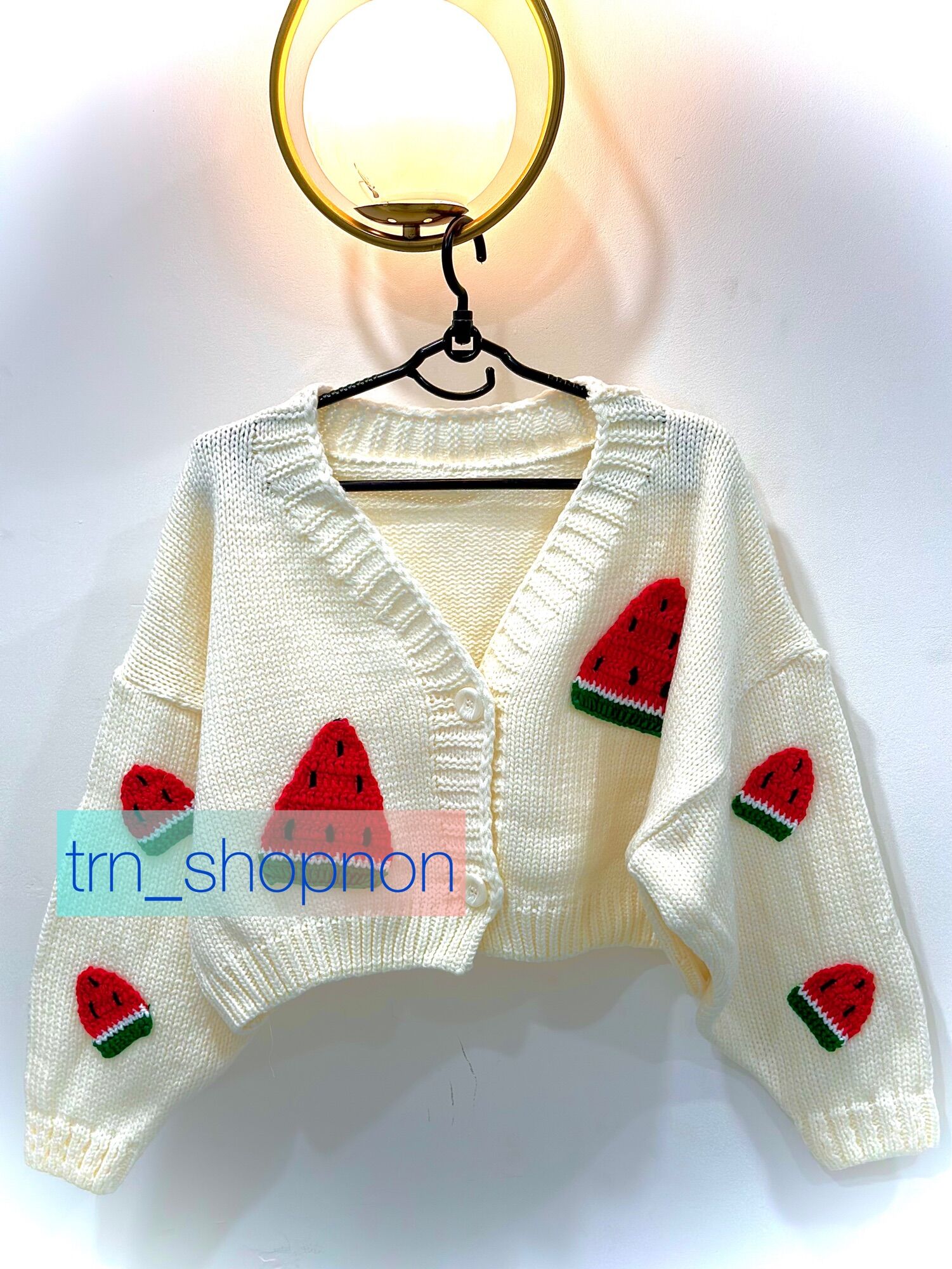 Áo len cardigan croptop nữ dưa hấu