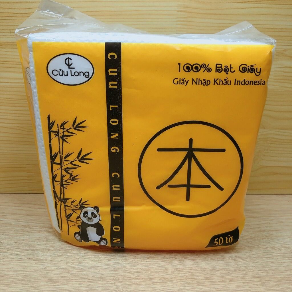 Giấy ăn vuông gấu trúc Cửu Long size 33x33cm
