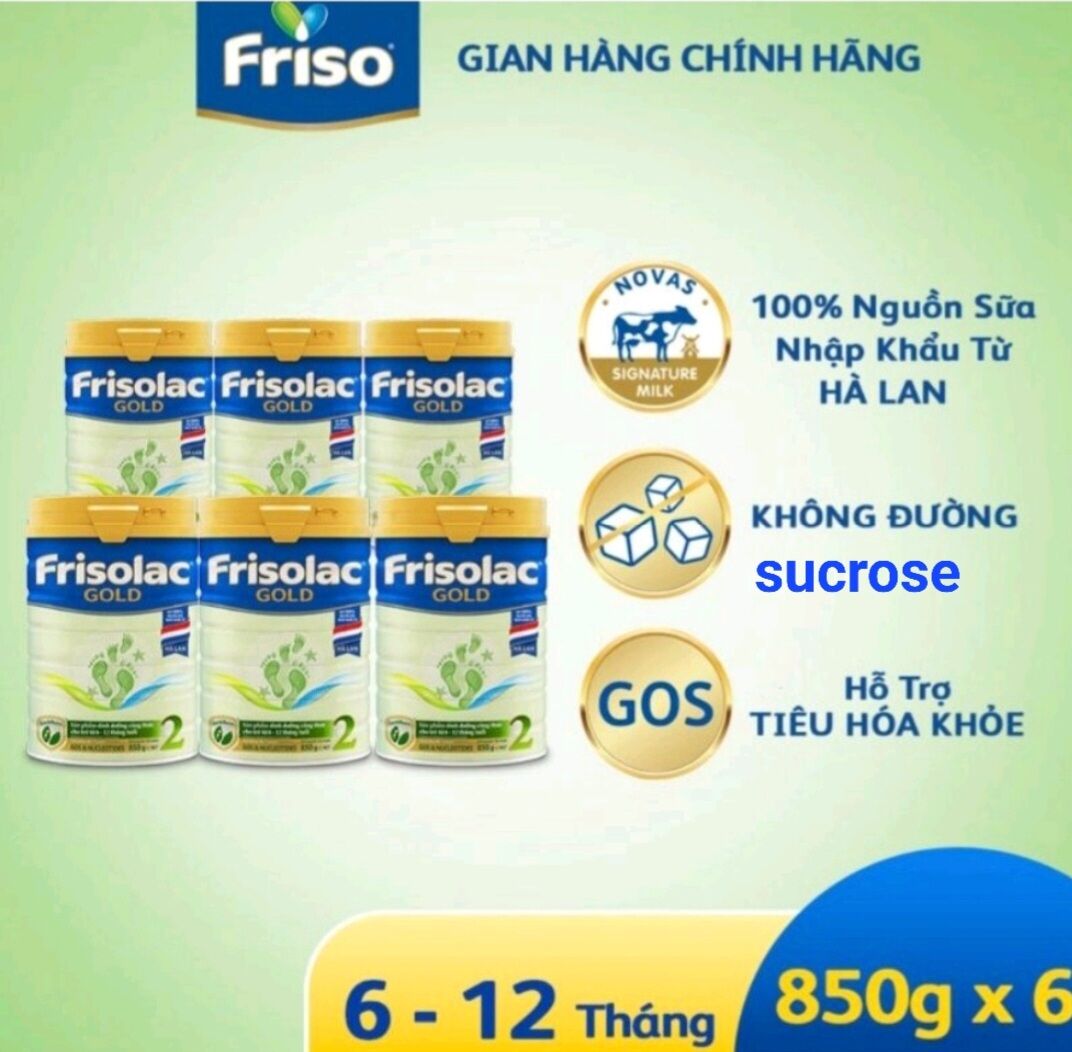6 lon sữa bột Frisolac gold 2 850g cho trẻ 6 đến 12 tháng tuổi date mới
