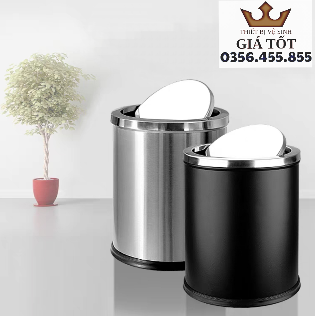 Thùng rác inox nắp lật xoay - Thùng rác inox nắp bập bênh hàng chĩnh hãng