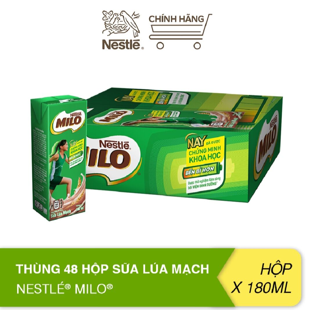 Sữa lúa mạch Nestlé® Milo® thùng 48 hộp x 180ml (Mới)