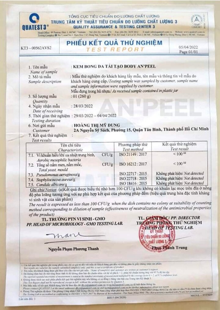 KEM BONG DA TÁI TẠO BODY AN'PEEL