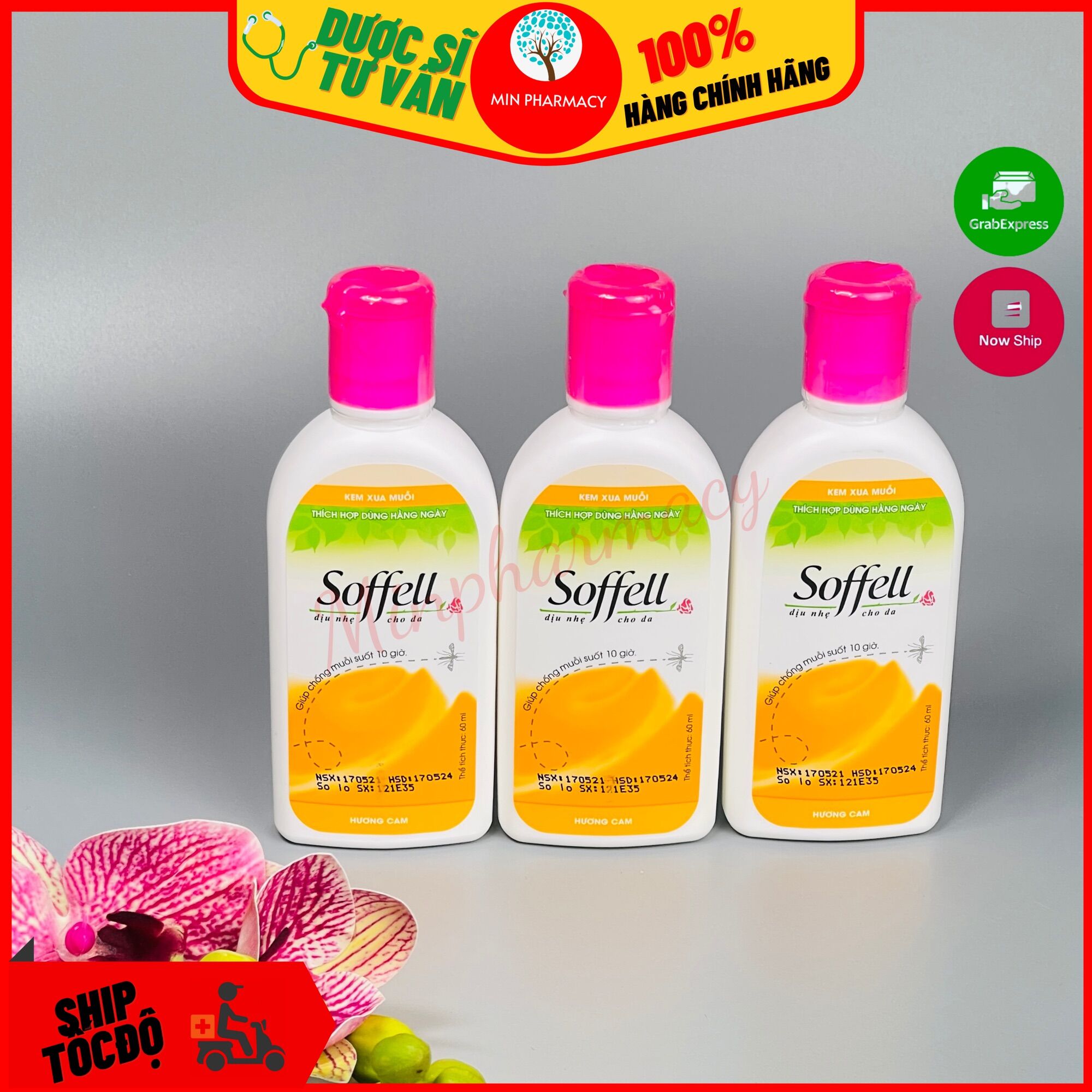 [HCM]KEM BÔI DA CHỐNG MUỖI SOFFELL HƯƠNG CAM - CHAI 60ml - Minpharmacy