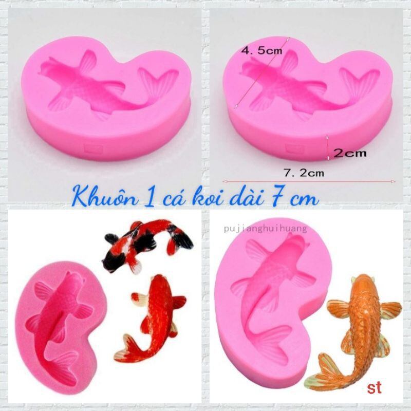 Khuôn silicon làm thạch rau câu 3d cá koi , cá chép Nhật 7 cm